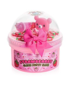 Kawaii Straw-Bearry Putty Clear Slime-1
