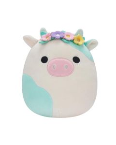 Squishmallow 8 Inch Aqua and White Cow with Flower Crown-1